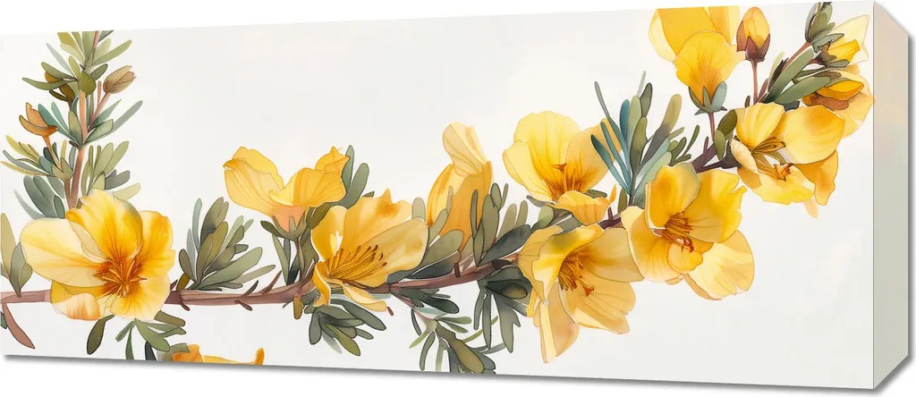 Quadro Moderno Fiori Gialli 70x30 | Arredo Parete Canvas Alta Risoluzione