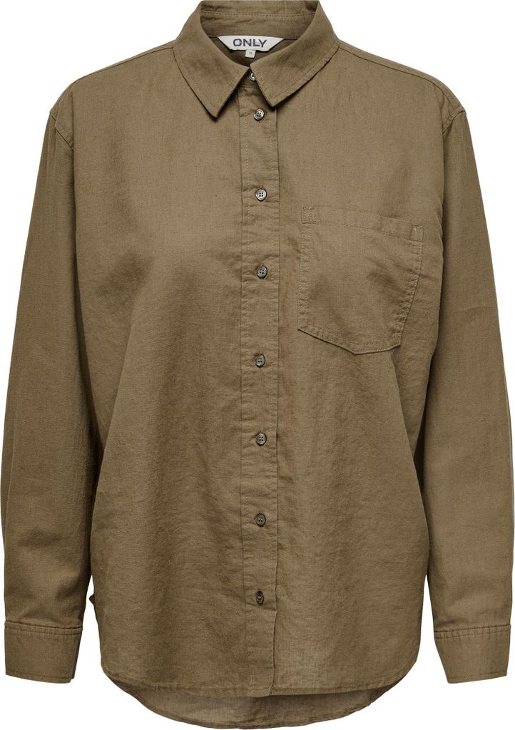 ONLY Oversized Leinen Basic Hemd Bluse Langarm Business Produktbild 