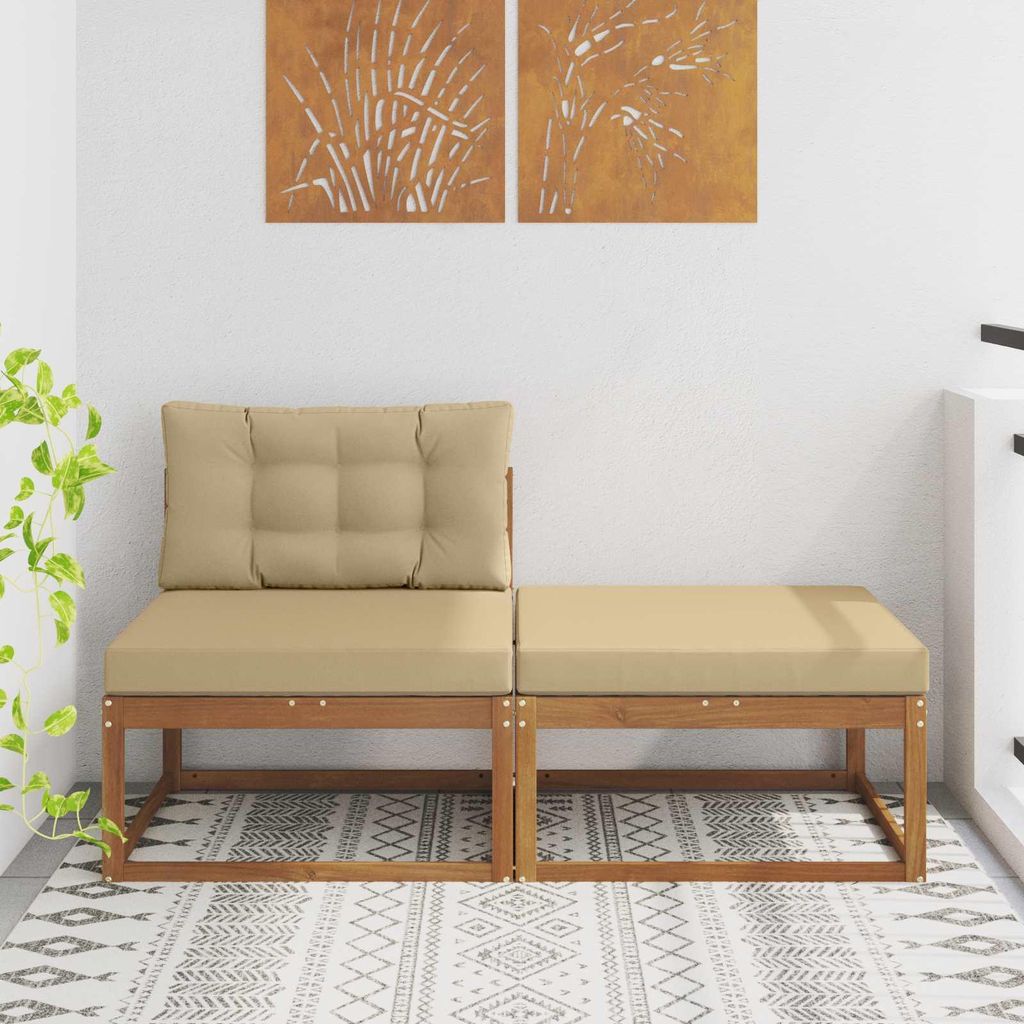 CLORIS Sectional Sofa Einheiten 2 Stück Natur Massivholz Akazie - Gartenstühle CC888