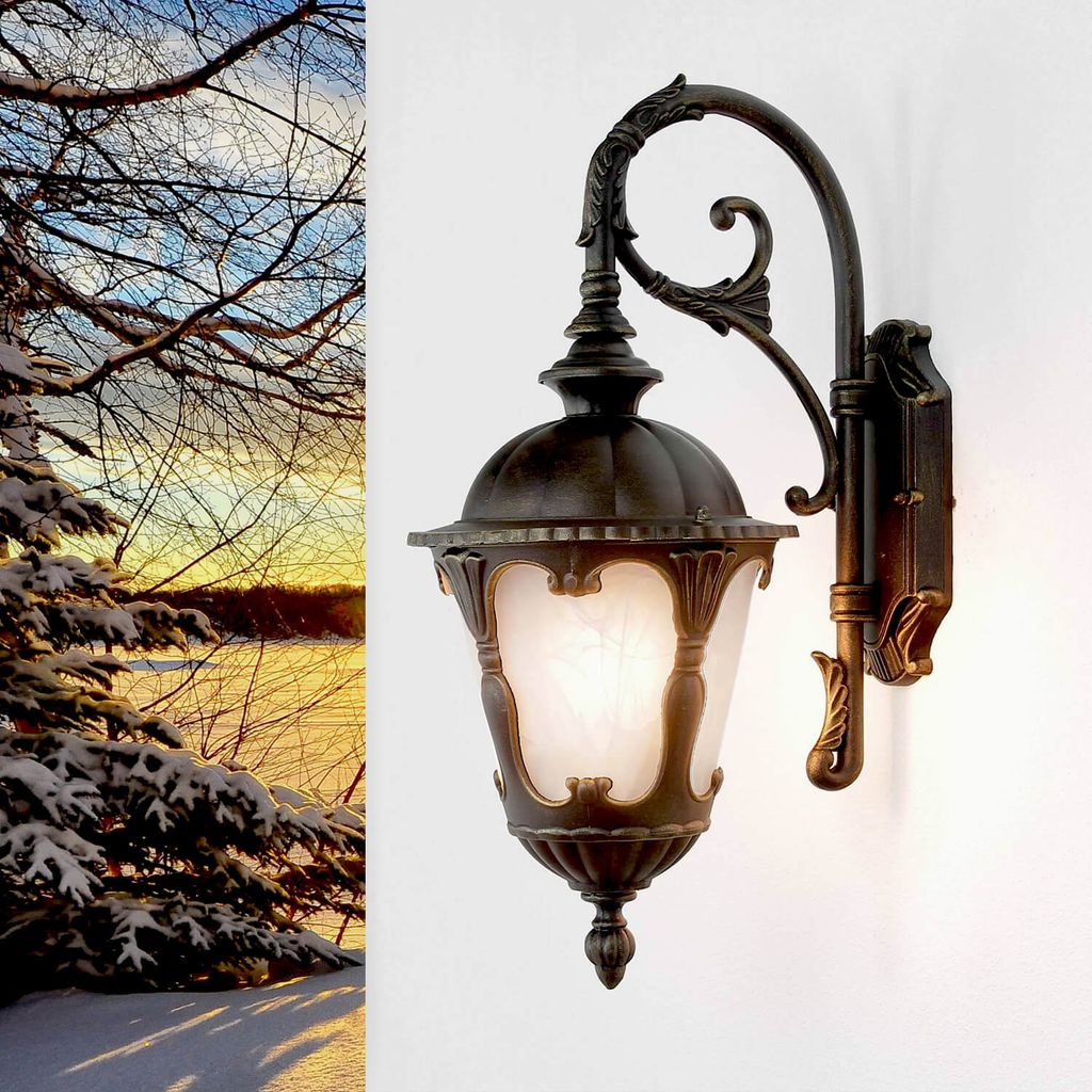 TYBR Starožitná vonkajšia lampa na stenu v zlatej farbe Obrázok produktu 