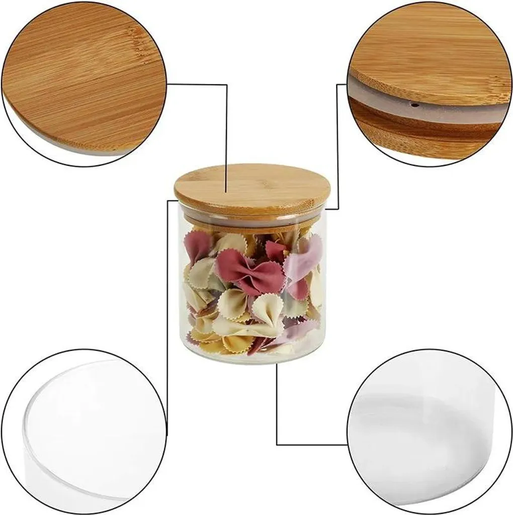Set Da 12 Barattoli Per Spezie In Vetro Con Coperchio In Bambù Da 250 Ml, Ermetici, Con Etichette Adesive Impermeabili Per Organizzare Erbe E Condimenti