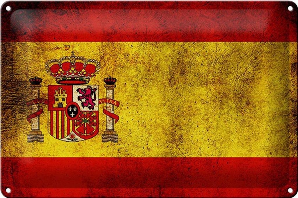 Blechschild Flagge Spanien, 30 x 20 cm, Blechschilder Fahne Nationalität