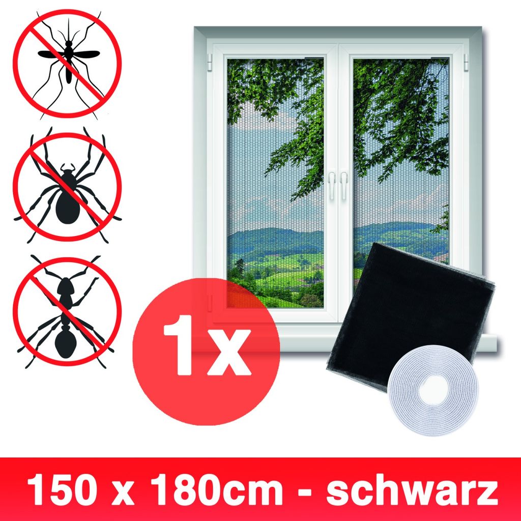 Fenster Fliegengitter 130x150cm Moskitonetz Insektenschutz Mückenschutz SCHWARZ