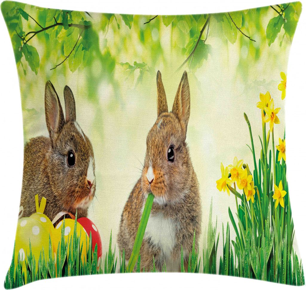 ABAKUHAUS Osterhase Kissenbezug, Cute Ostern Kaninchen, Waschbar mit Reißverschluss Kissenhülle mit Farbfesten Klaren Farben Beidseitiger Druck, ...