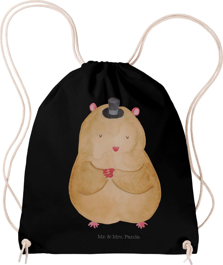 Mr. & Mrs. Panda Gymbag Hamster Hut - Schwarz - Geschenk, Turnbeutel, Stoffbeutel, Zylinder, Jutebeutel, wander rucksack, Baumwolltasche, Magier, Z...