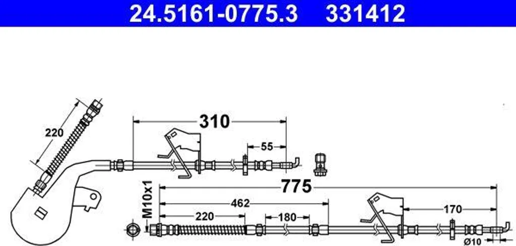 Flexible de frein pour entretien Citroën C5 et C6 remplacement 4806K4