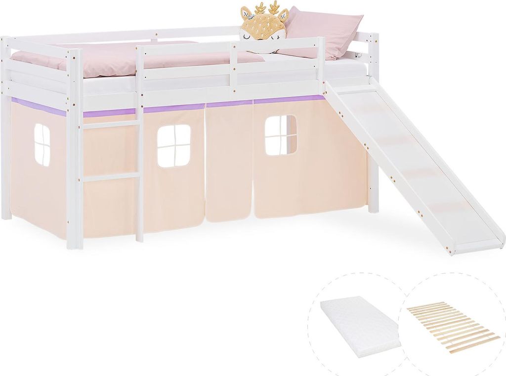Lit superposé 90x200 cm avec Toboggan Matelas Lit mezzanine Image du produit 