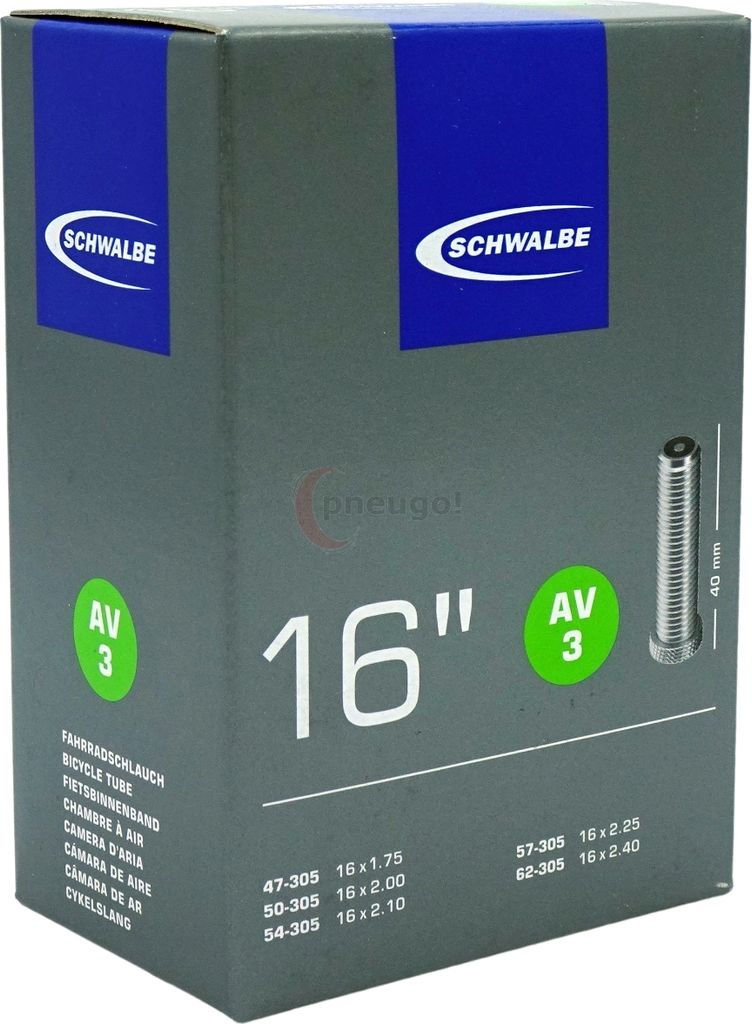 Schwalbe AV3 Bike Inner Tube - 16 Inch Tire Tube For 16x1.75-2.50 Bicycles - View #7