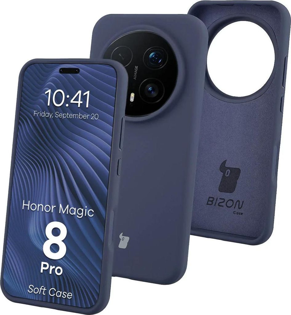 Silikon Handyhülle für Honor Magic8 Pro, Bizon Soft Case, Dunkelblau