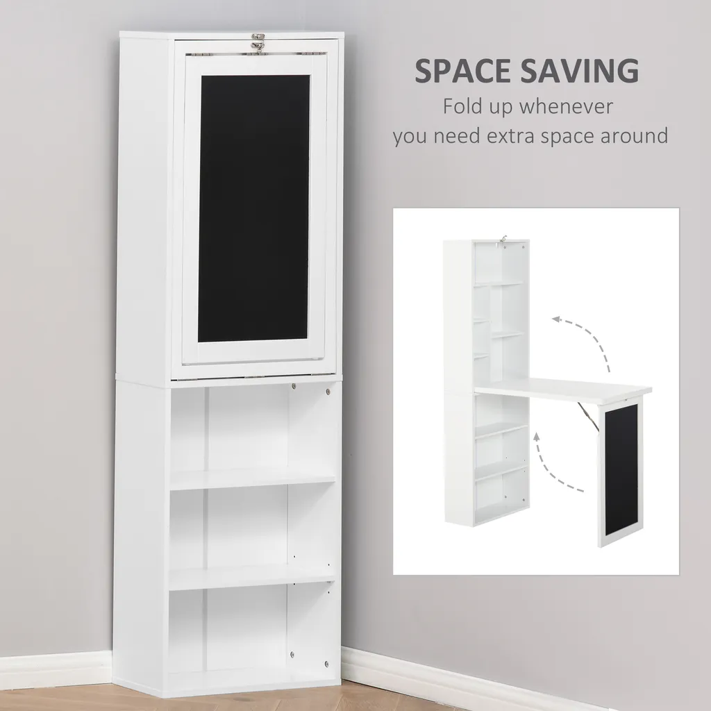 Table murale relevable avec rangement et bureau informatique pliable - 6