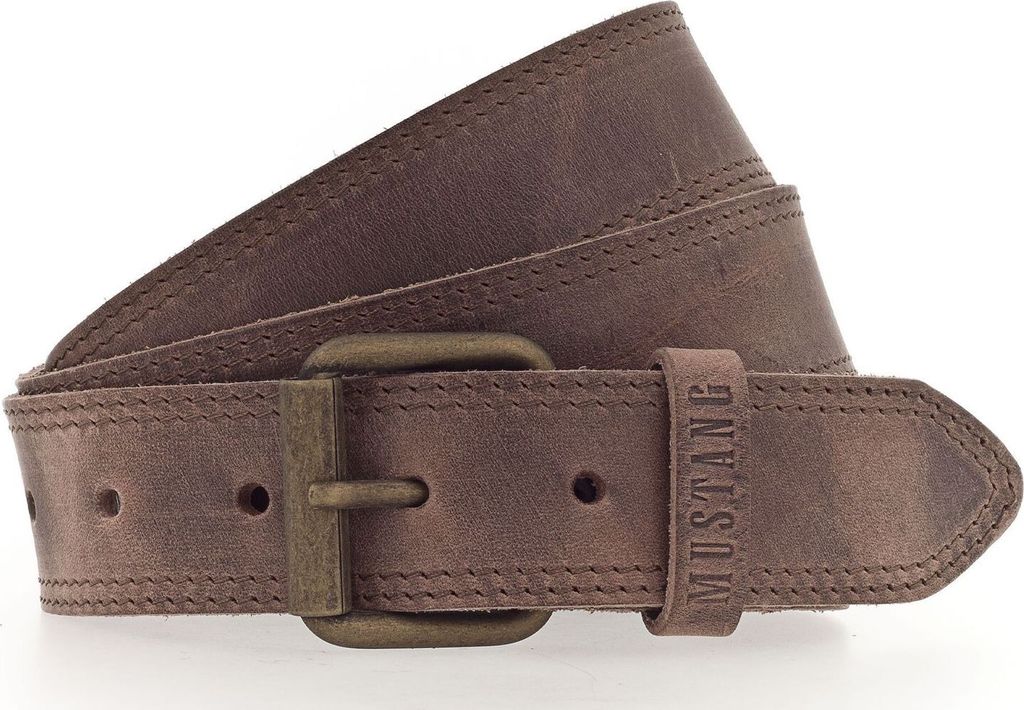 MUSTANG Leder Gürtel Leather Belt W110 Dark Brown dunkelbraun