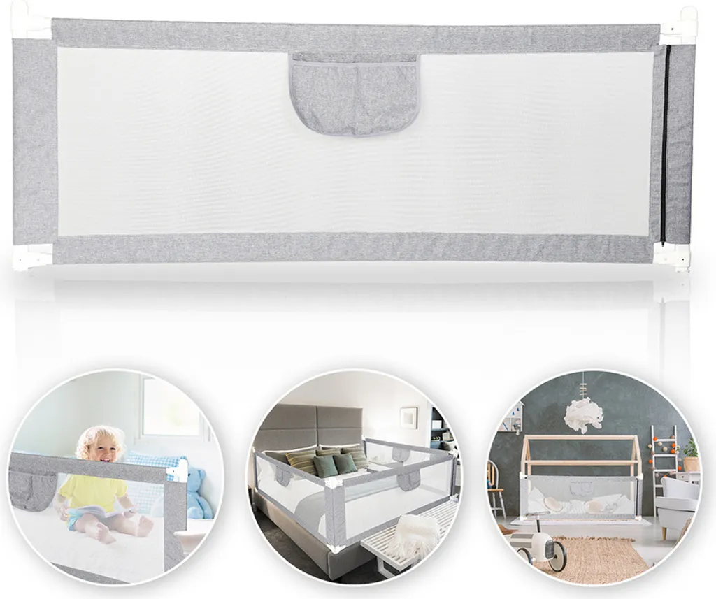 Grande barrière de lit Wolketon pliable avec maille respirante 200 cm