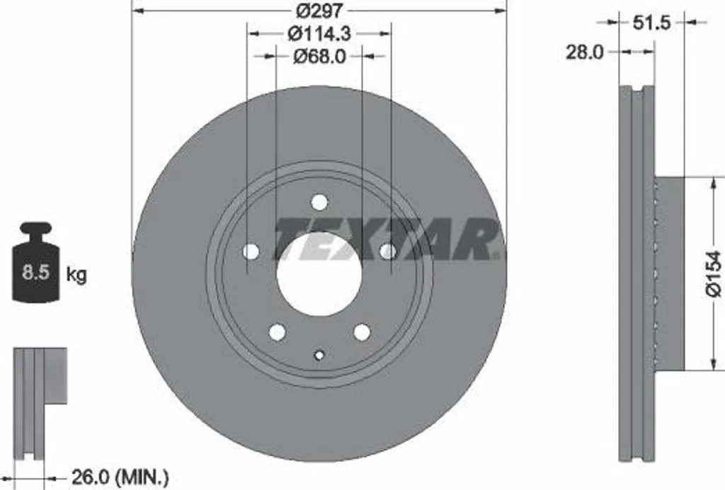 Disque de frein Textar à haute teneur en carbone pour Mazda CX-5 et 6