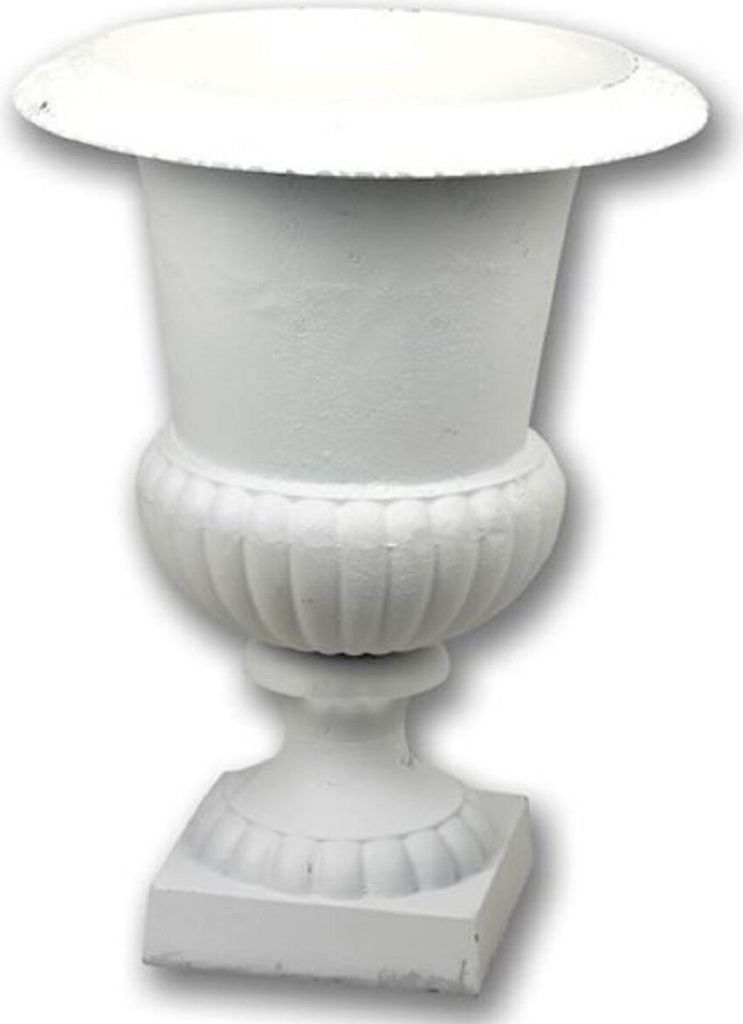 Casa Padrino Barock Garten Deko Blumentopf Weiß H. 66,8 cm - Prunkvoller Pflanzentopf im Barockstil - Barock Garten & Terrassen Deko Accessoires