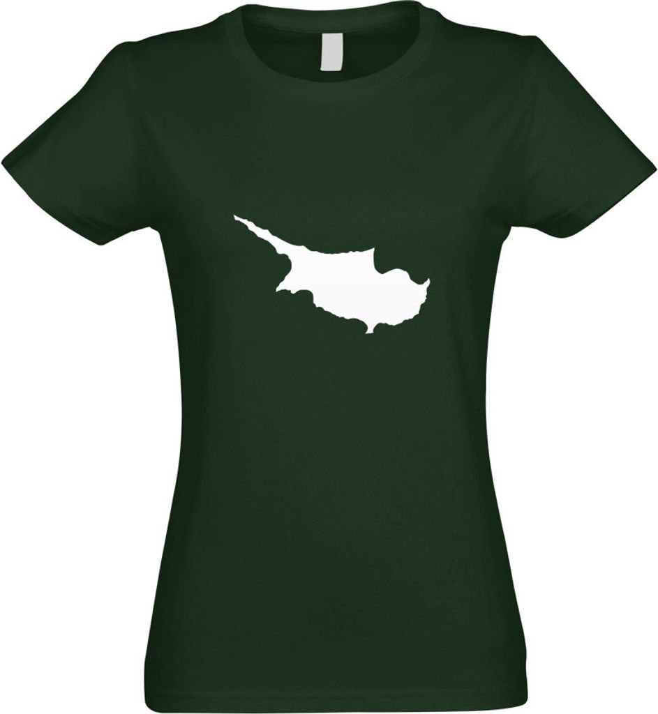 Kiwistar - T-Shirt tailliert - Damen - flaschengrün - Zypern Umriss Kontur - mit Motiv Bedruckt - Funshirt Design - Sport - Freizeit - Damen - L