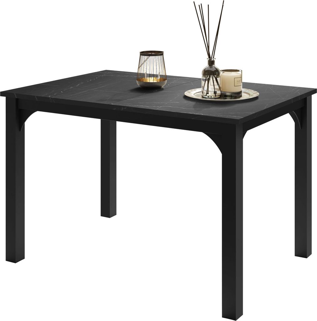 MIRJAN24 Tisch Focus 120, Wohnzimmer Tisch, Beine und Seiten aus Stahl (Farbe: Schwarz / Black Pietra Grigia)