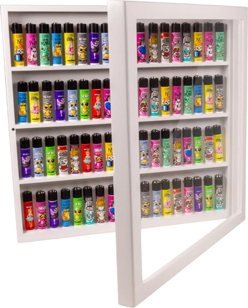 Lot de Briquets Clipper avec Vitrine de Collection Blanche Haute Qualité - 3