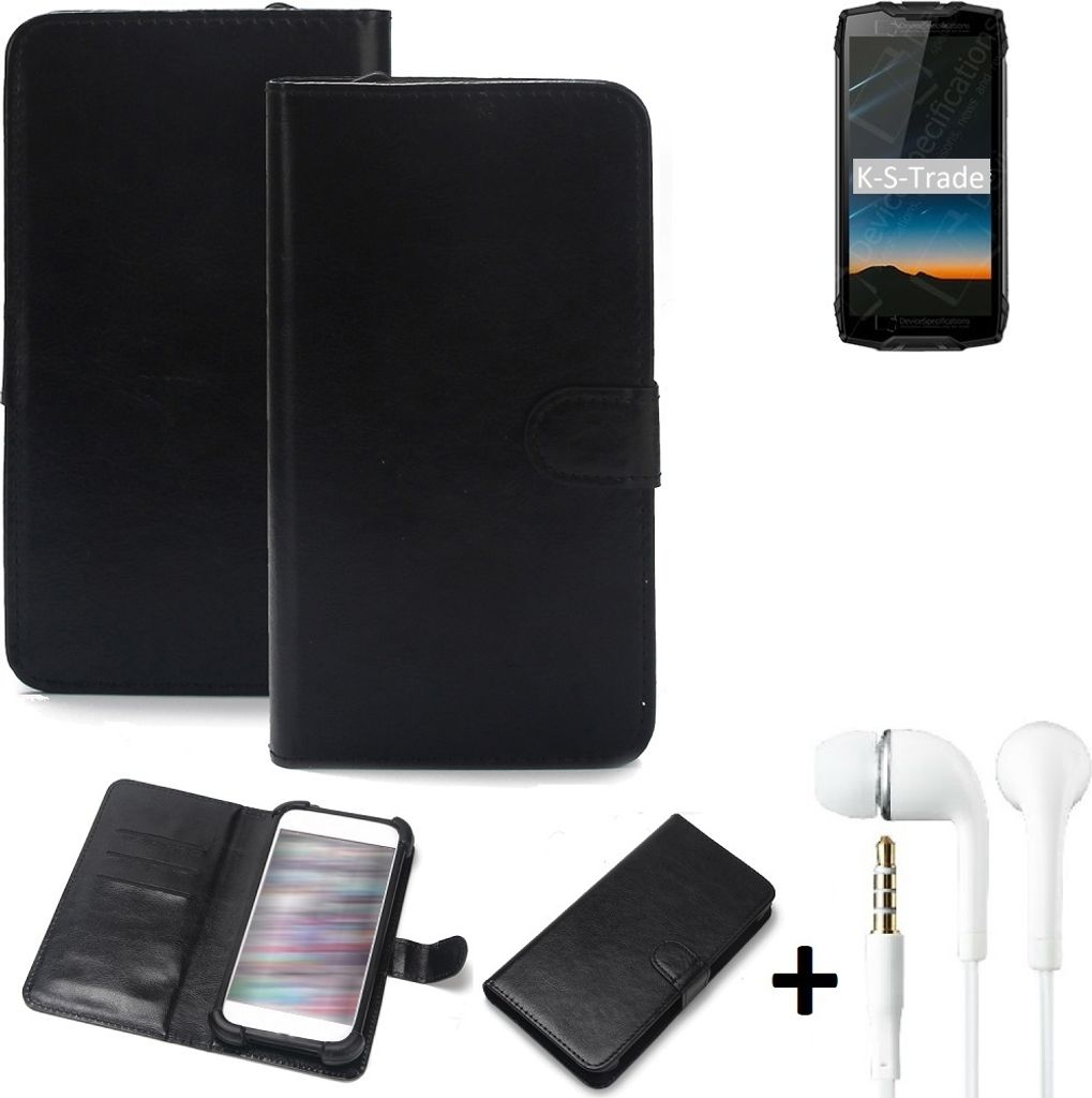 K-S-Trade Wallet Case Handyhülle kompatibel mit Blackview BV6800 Pro Schutzhülle Flip cover Flipstyle Tasche Hülle Flipcover Slim Bumper schwarz +