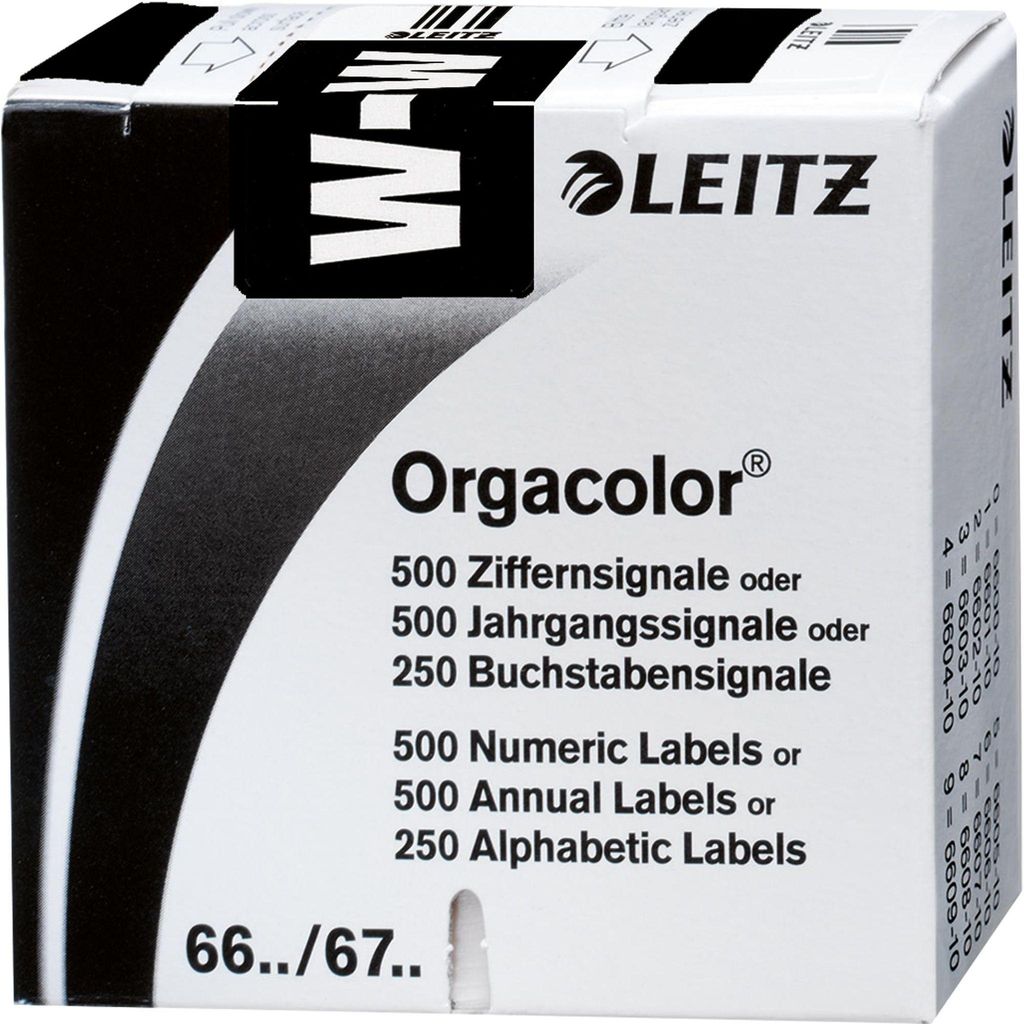 LEITZ Buchstabensignal Orgacolor "W" auf Rolle schwarz 250 Stück