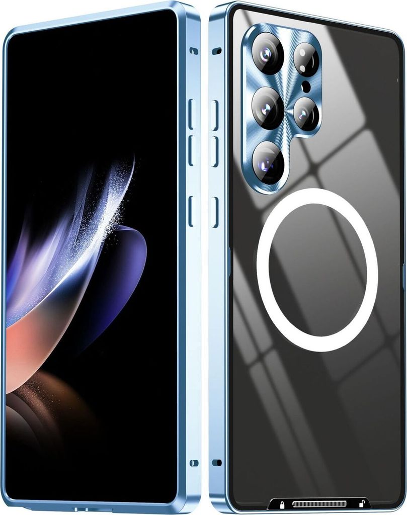 Für Samsung Galaxy S25 Ultra 5G Magnetische Magsafe Frosted Metall Design Schutz Hülle Cover Blau