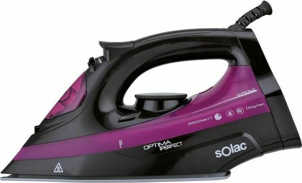 SOLAC New Optima Pro -PV2114 Dampfbügeleisen - 2600 W - Keramik-Einlegesohle - Schwarz und Pink