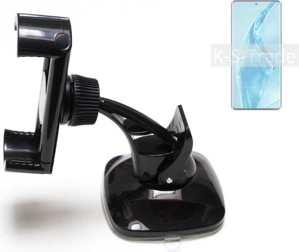 K-S-Trade kompakte Handy-Halterung Windschutzscheibe kompatibel mit Xiaomi 12S Utra Armaturenbrett schwarz Autohalterung KFZ Halter Scheiben-Halterung