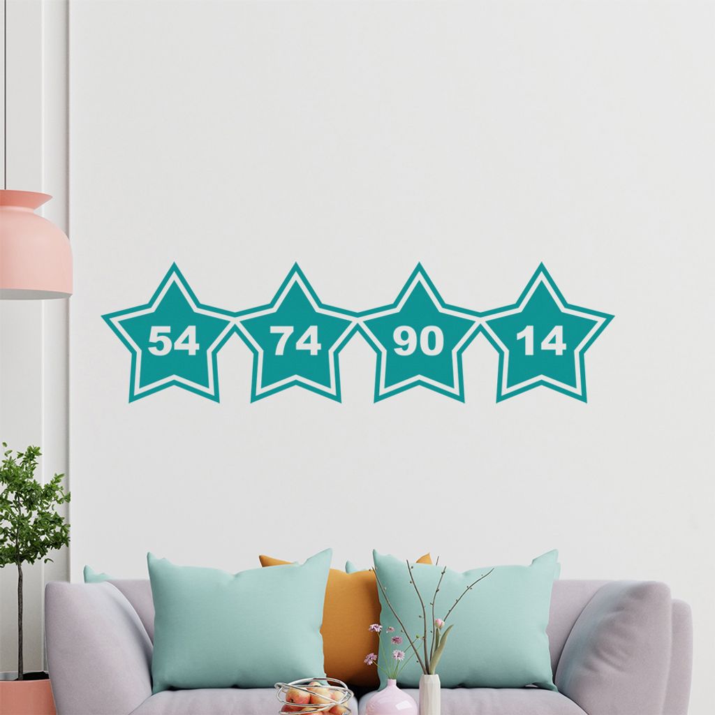KIWISTAR 54 '74 '90 '14 - Weltmeister Deutschland Brasilien 2014 Rio Fußball Wandtattoo in 6 Größen - Wandaufkleber Wall Sticker - Dekoration, K...