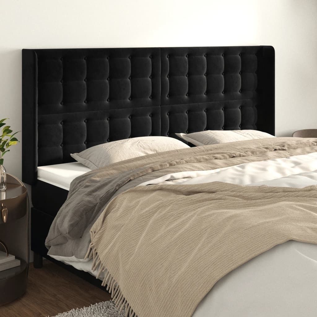 Maison Exclusive - Kopfteil mit Ohren Schwarz 203x16x118/128 cm Samt