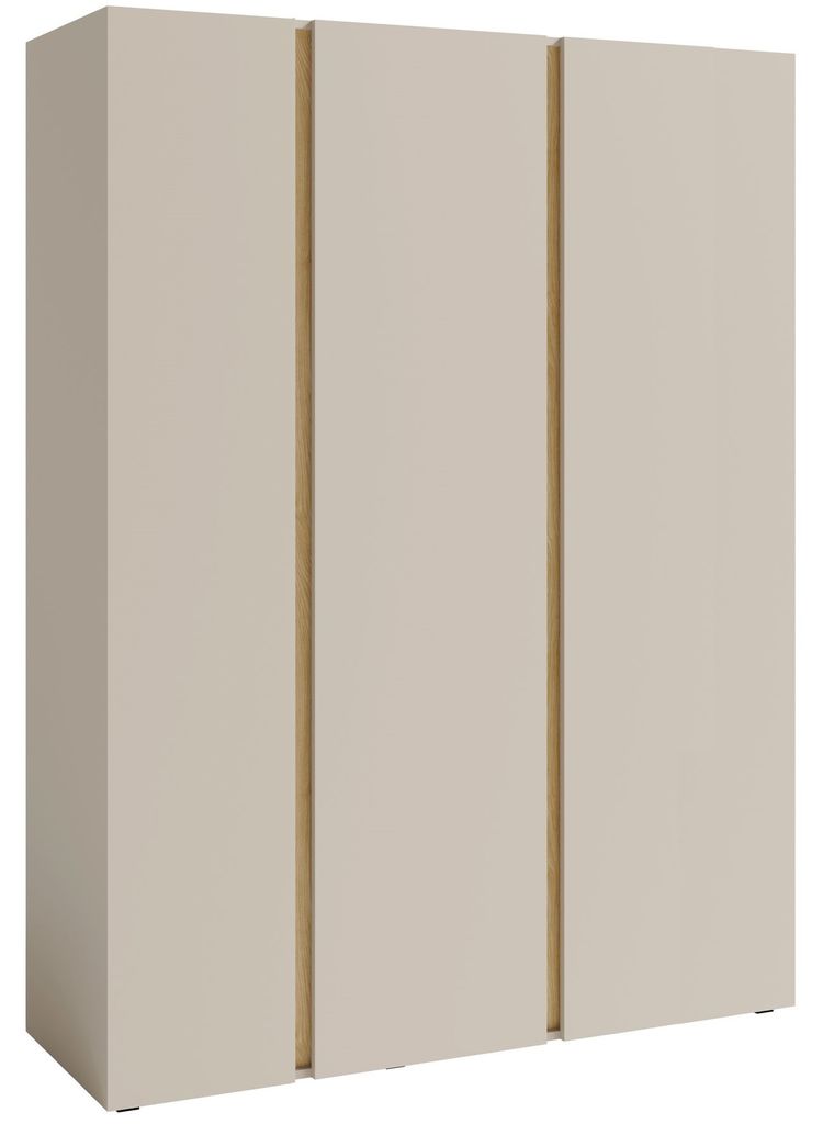 Marmex Kleiderschrank 3 Türiger LUCA LC1 Sandbeige + geölte Eiche 145x195x50 cm