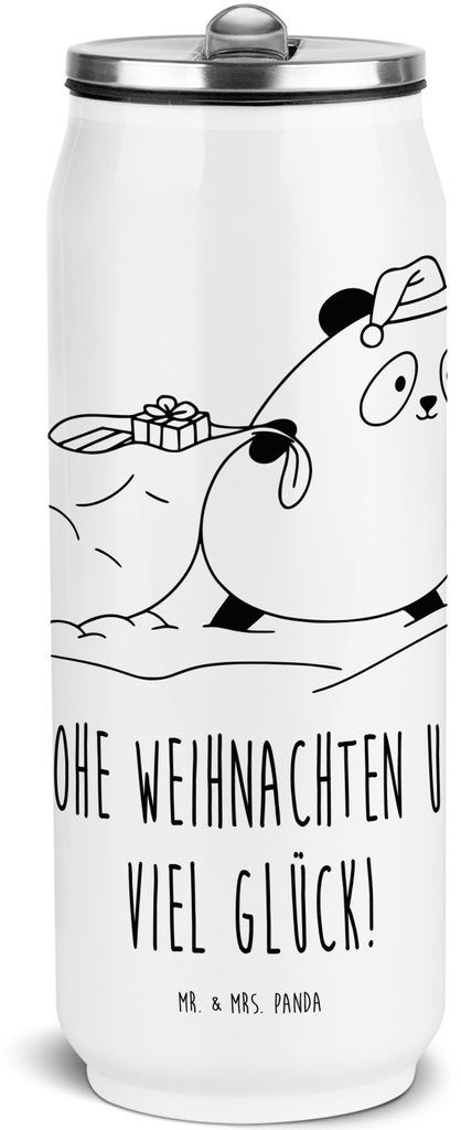 Mr. & Mrs. Panda Wasserflasche Panda Weihnachten - Weiß - Geschenk, Thermosflasche, Thermoflasche, Edelstahl Trinkflasche, Thermodose