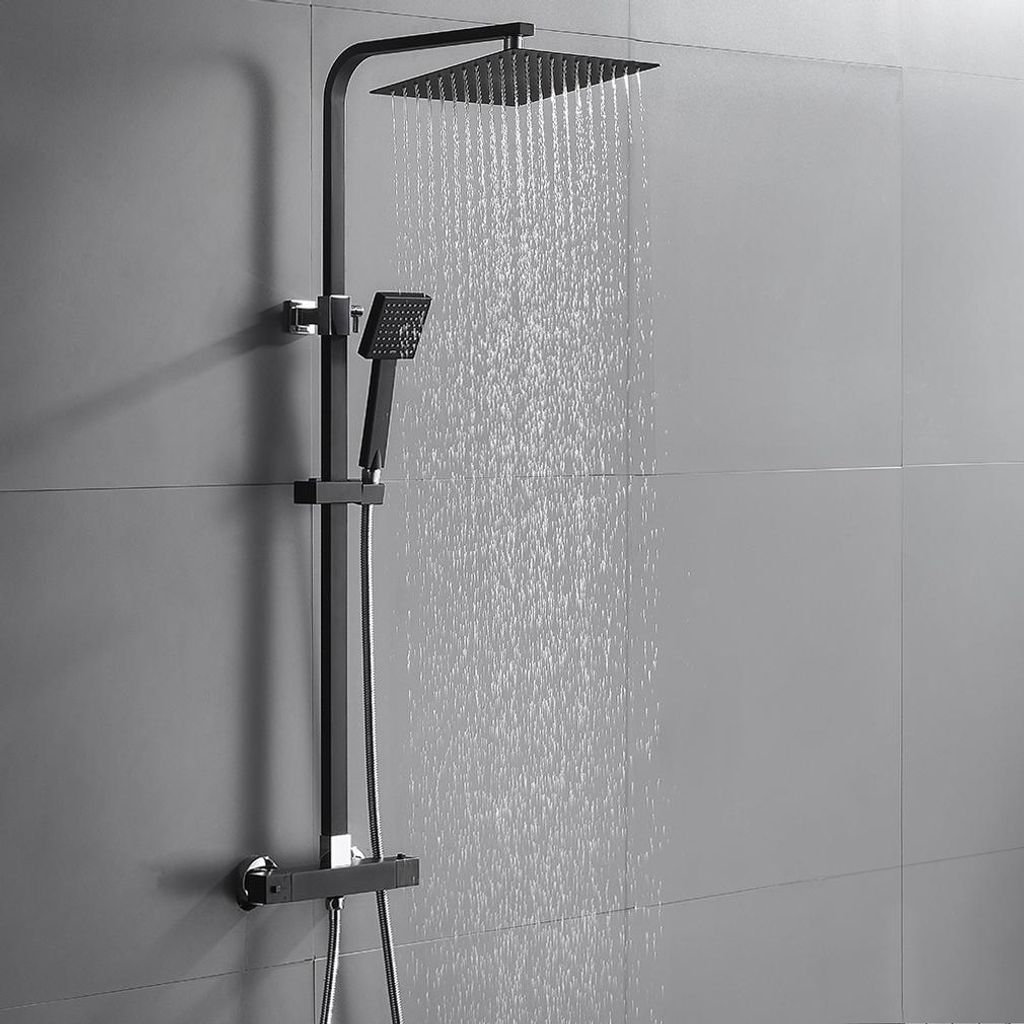 Auralum Thermostatische Duschsäule – höhenverstellbar, langlebiges Messing Duschsystem für Badezimmer