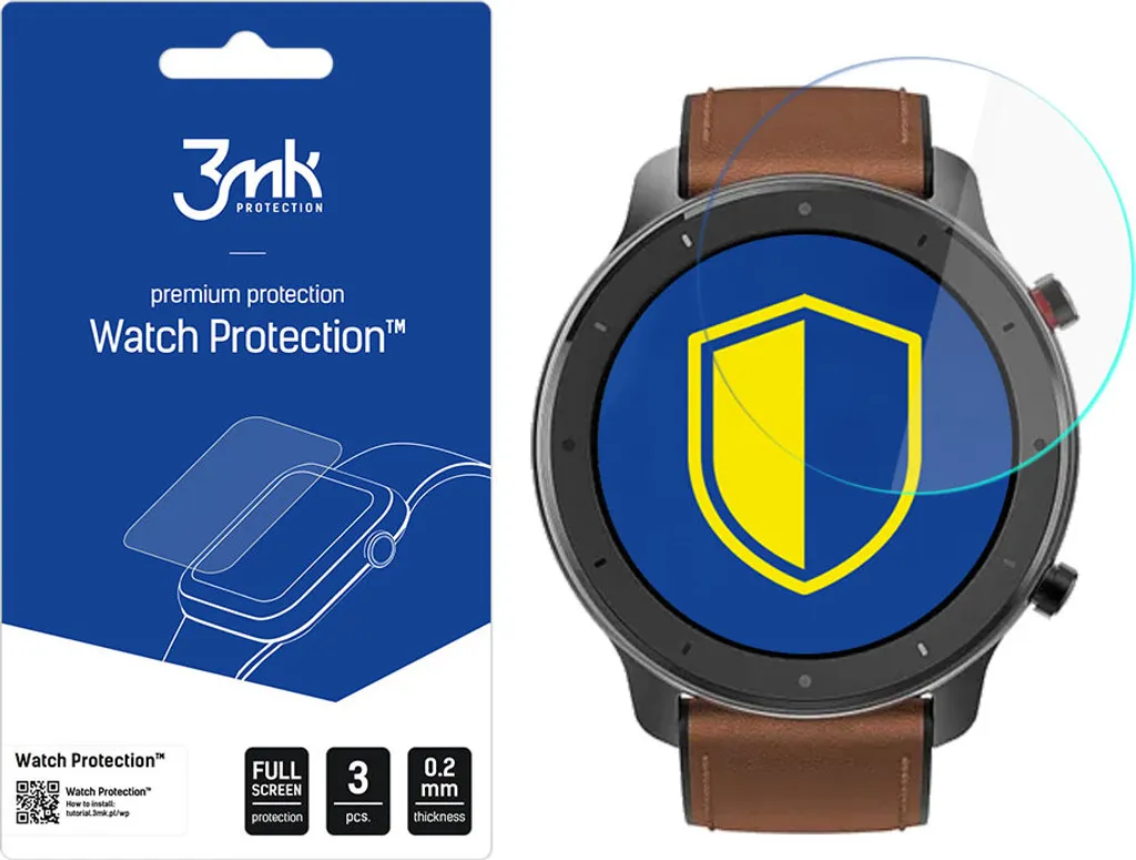 3 Pellicole Protettive In Vetro Temperato 9H Per Amazfit GTR 4 - Antigraffio, Trasparente, Facile Installazione