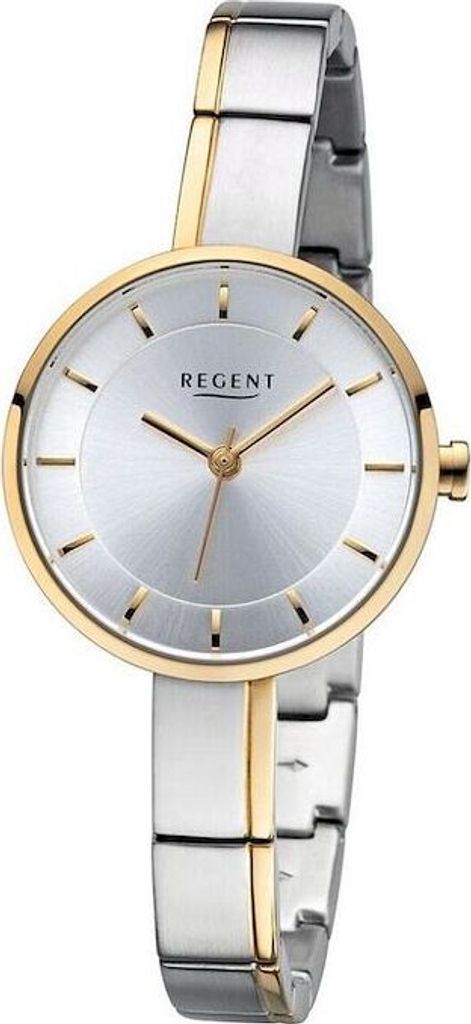 Regent Damen Armbanduhr F-1152 Bicolor, Edelstahl