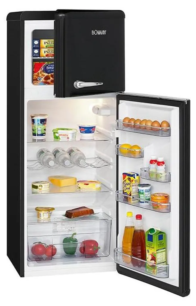 Réfrigérateur Rétro 208L Noir Idéal pour Petite Cuisine et Studio