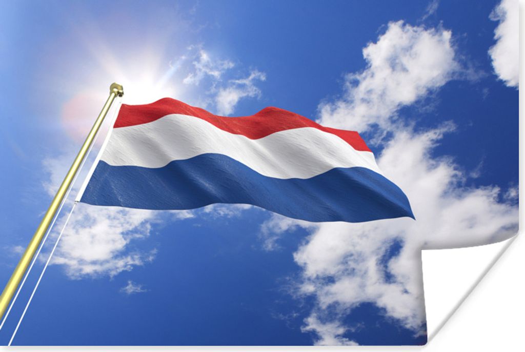 MuchoWow® Poster Die Flagge der Niederlande weht am Himmel Produktbild 