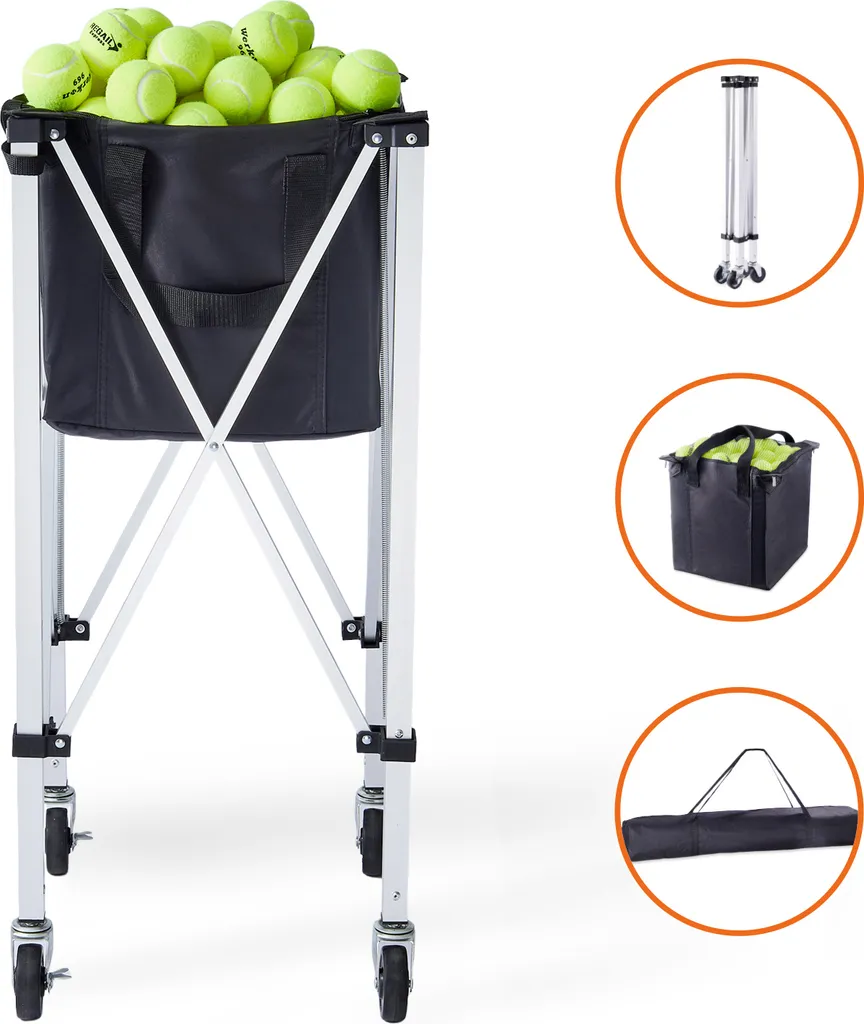 Panier de Tennis Pliable Grande Capacité 180 Balles avec Châssis Léger