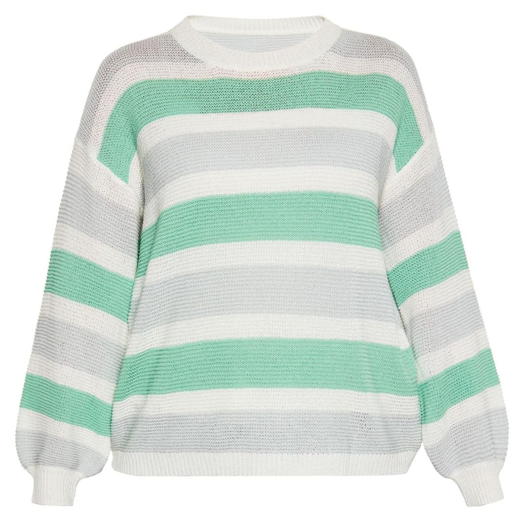 Mutha Damen Pullover - grau-weiß-grün, XS/S