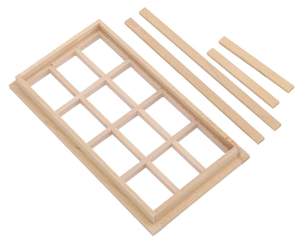 1/12 Puppenhaus Mini-Möbel Miniaturmodell Holz 12 Scheiben leeres Fenster DIY-ZubehörBlank