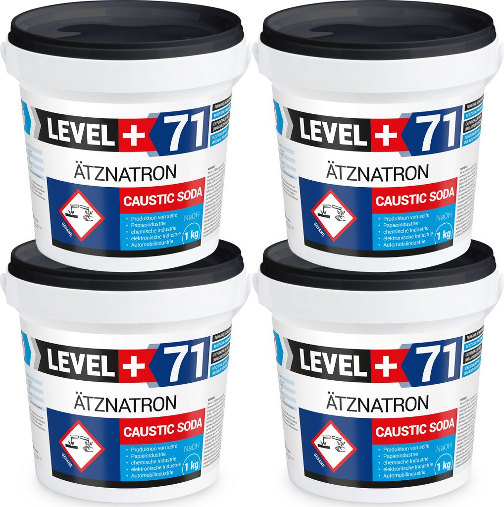 Kaustisches Soda 4St. EIMER 1kg NaOH, Natriumhydroxid Ätznatron, RM71