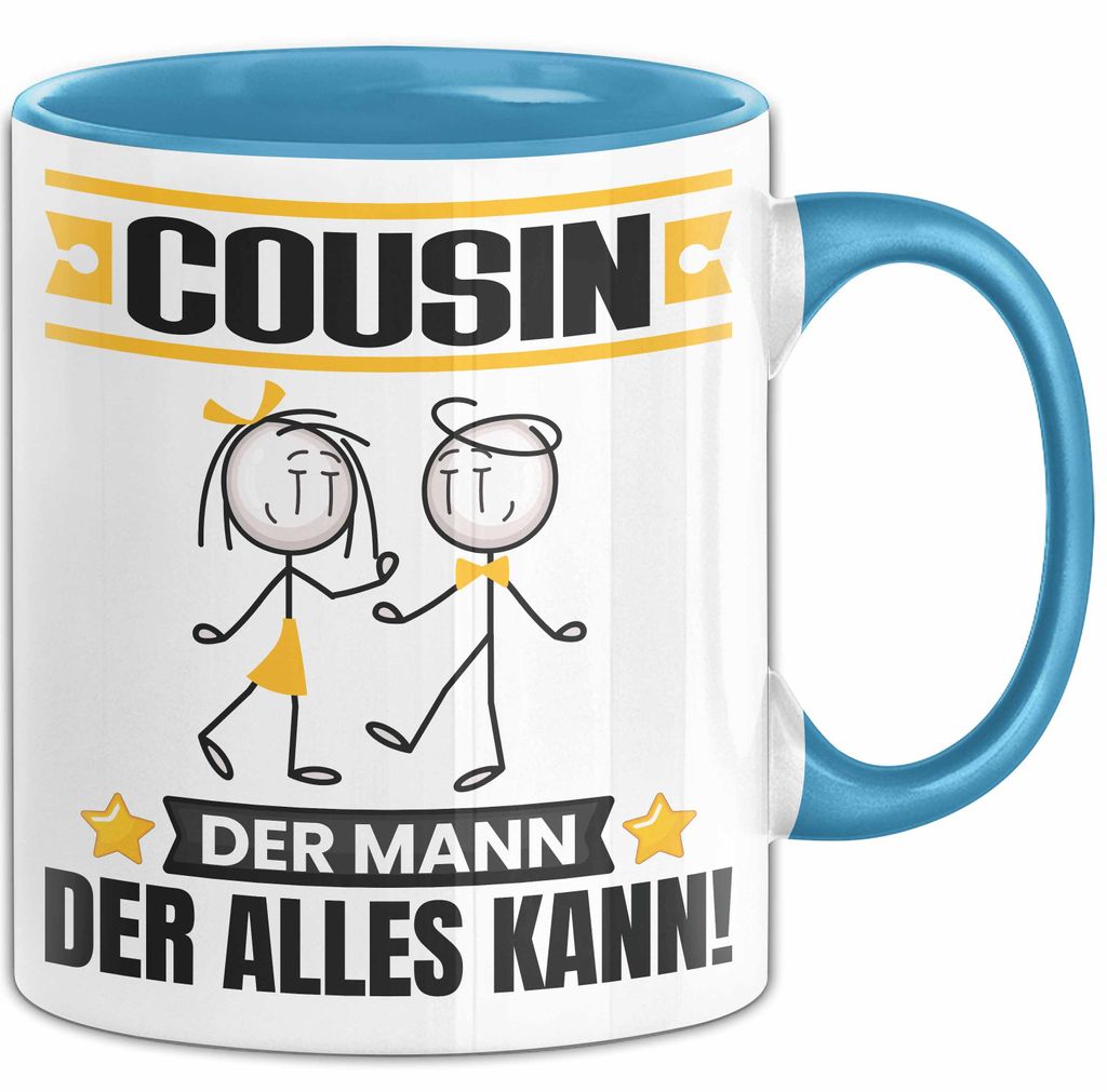 Cousin Tasse Geschenk für Cousin Der Mann Der Alles Kann Geschenkidee zum Geburtstag (Blau)