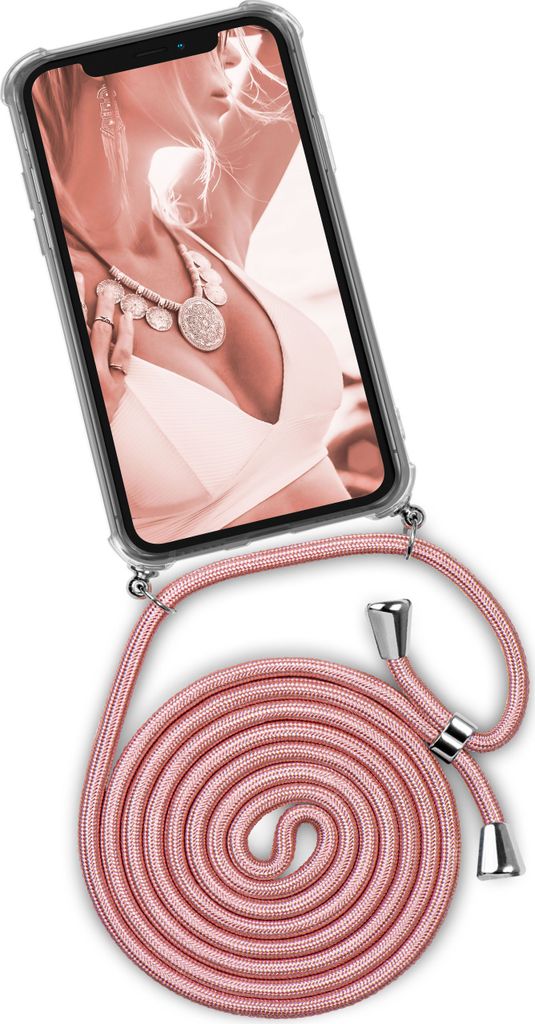 TWIST-Case + TWIST-Cord für iPhone 12 / 12 Pro, Farbe:Shiny Blush (Silber)
