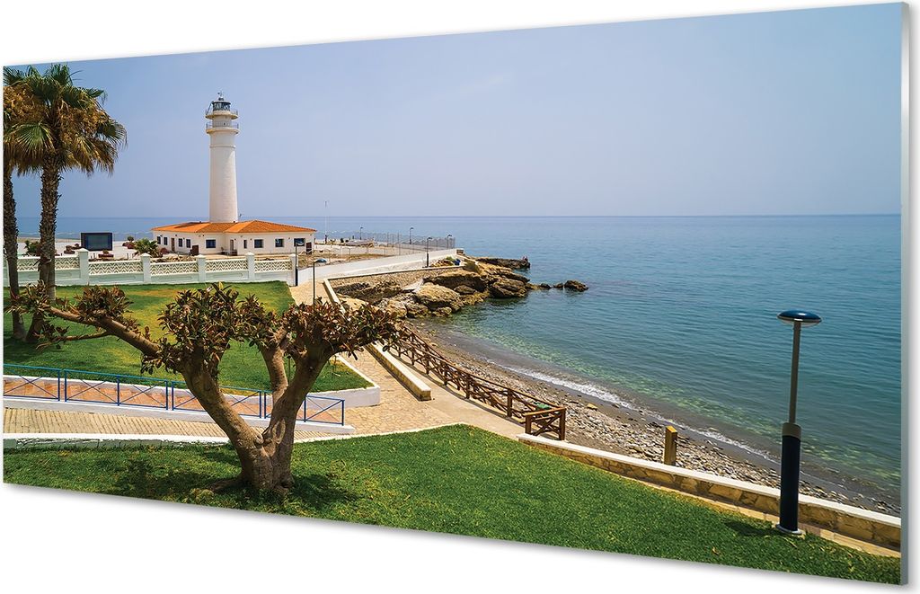 Glasbilder 120x60 Wandkunst Spanien Küste Leuchtturm