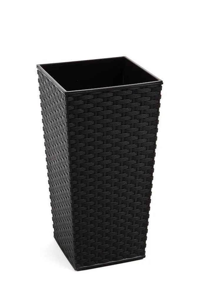 Pot de fleurs résistant aux UV aspect rotin noir Lamela