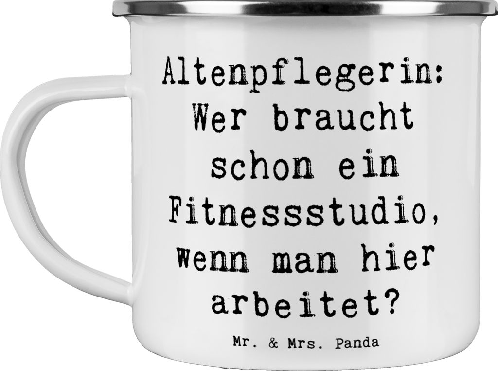 Mr. & Mrs. Panda Motivtasse Spruch Altenpflegerin Fitness - Weiß - Geschenk, Pflegeberuf, Haferl, soziale Berufe, Beruf, becher emaille, Berufsges...