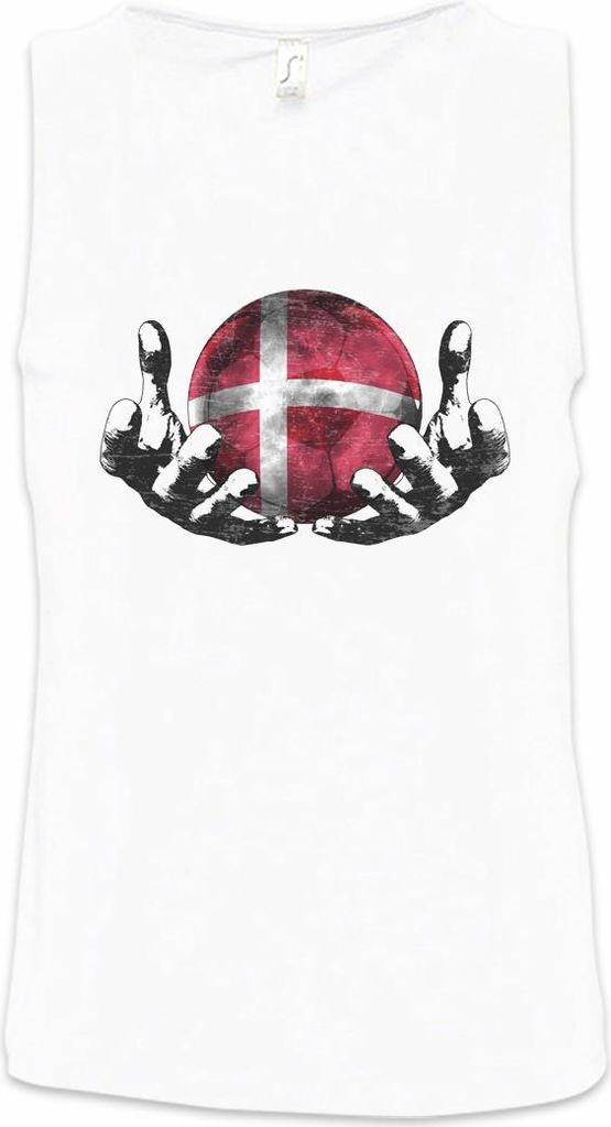 Urban Backwoods Denmark Football Magic Ball, Ärmelloses T-Shirt, Farbe: Weiß, Größe: 3XL