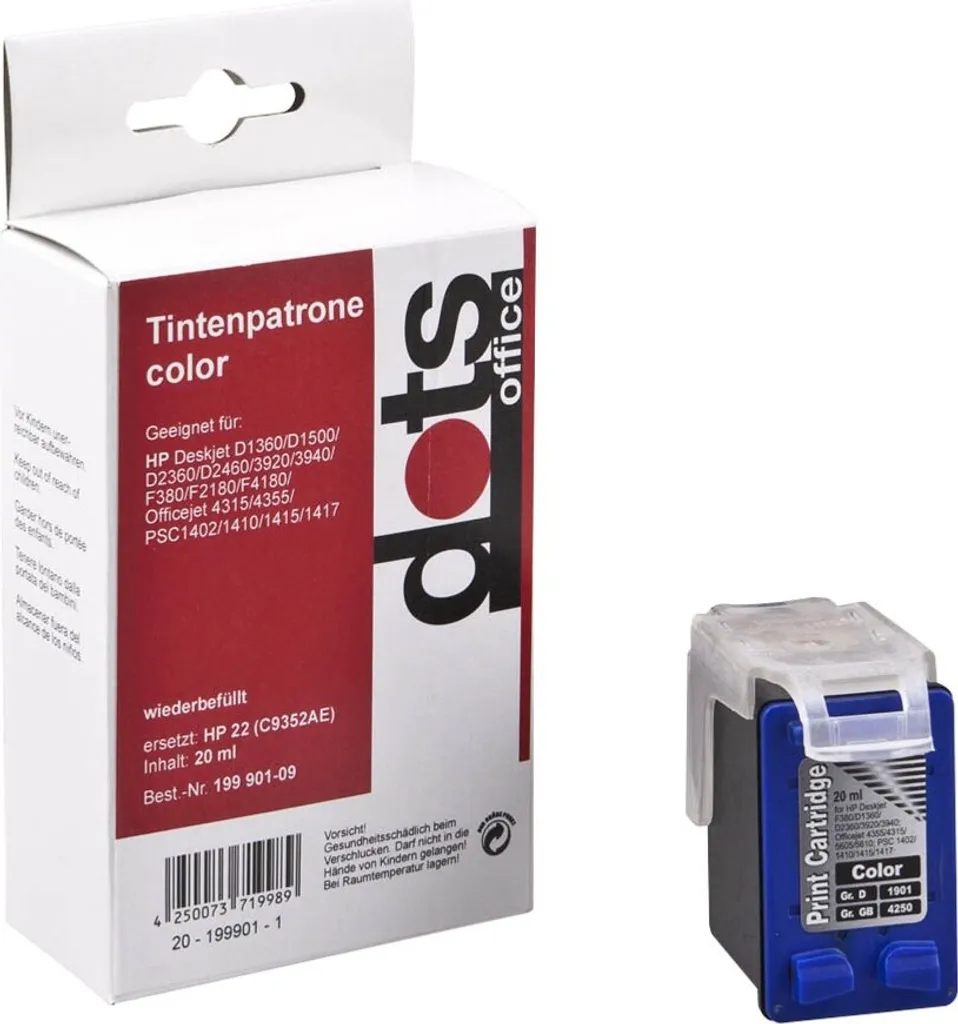 Cartouche d'encre tricolore compatible HP 22 pour imprimante Deskjet