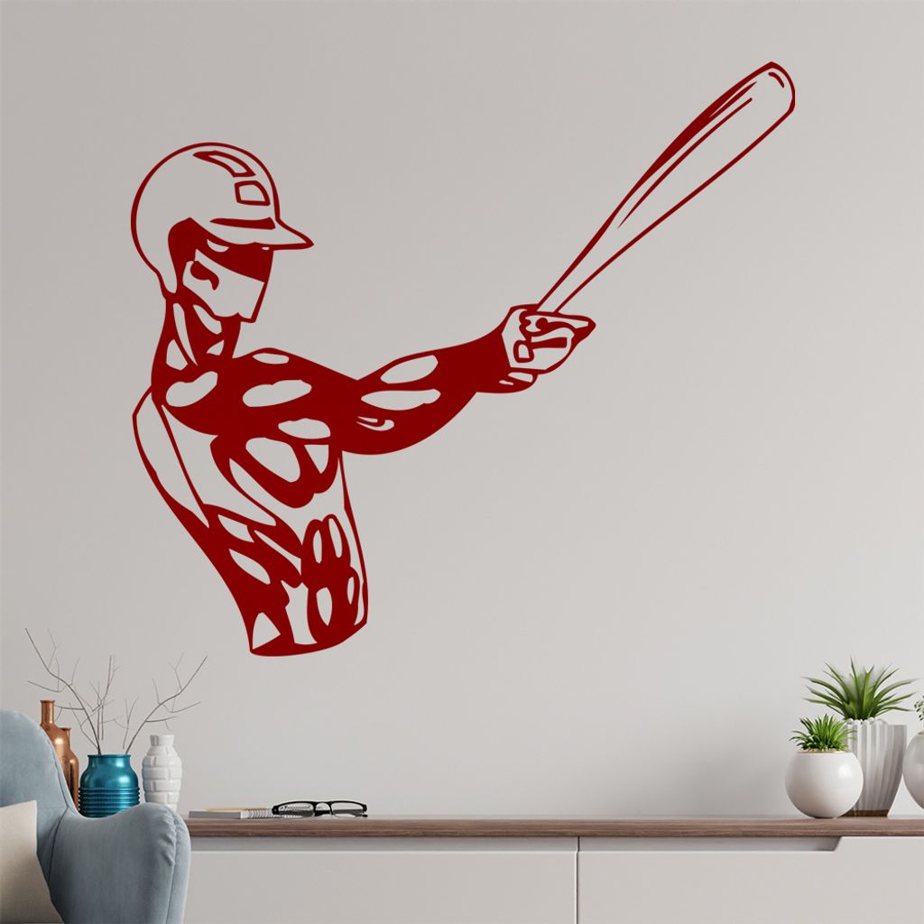 Baseball Spieler Wandtattoo in 6 Größen - Wandaufkleber Wall Sticker - Dekoration, Küche, Wohnzimmer, Schlafzimmer, Badezimmer