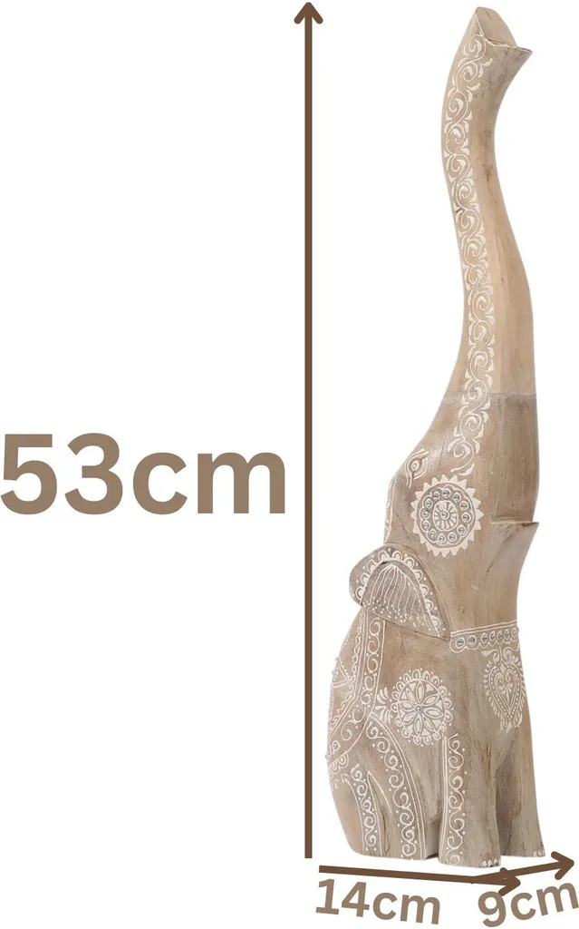 Objet Déco Éléphant Bois Boho 53cm - Idéal pour Buffet et Entrée - 6