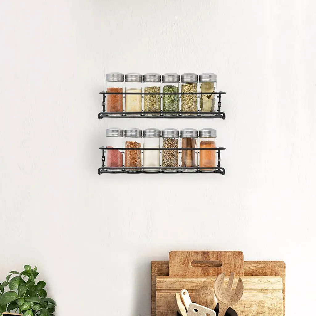 Organisateur d'épices mural noir 3 mètres pour optimiser votre cuisine