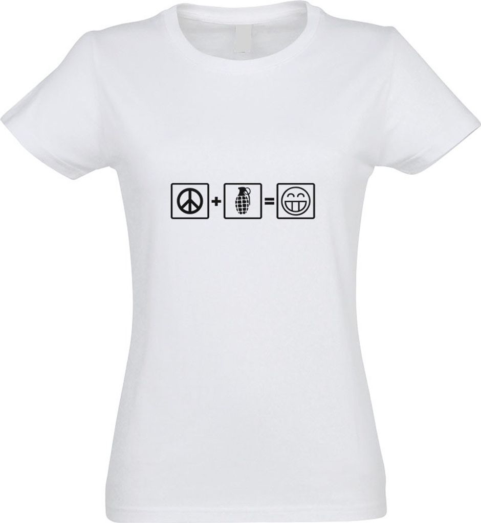 Kiwistar - T-Shirt tailliert - Damen - Weiss - Frieden - Krieg Formel - mit Motiv Bedruckt - Funshirt Design - Sport - Freizeit - Damen - M